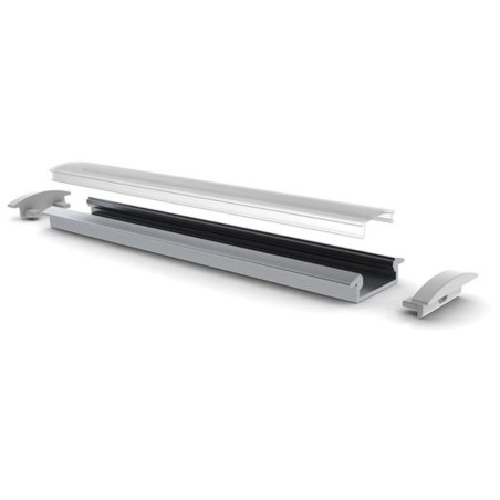 RECESSED SLIMLINE 8 mm - PROFILÉ EN ALUMINIUM POUR RUBAN LED - À ENCASTRER - ALUMINIUM ANODISÉ - ARGENT - 2 m