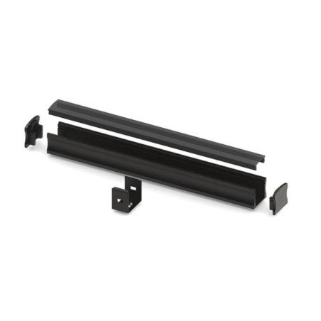 SLIMLINE 15 mm - PROFILÉ EN ALUMINIUM POUR RUBAN LED - ANODISÉ NOIR - 2 m