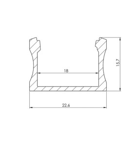SLIMLINE WIDE - 15 mm - PROFILÉ EN ALUMINIUM POUR RUBAN LED - ALUMINIU