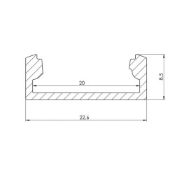 SLIMLINE WIDE - 8 mm - PROFILÉ EN ALUMINIUM POUR RUBAN LED - ALUMINIUM ANODISÉ - ARGENT - 2 m