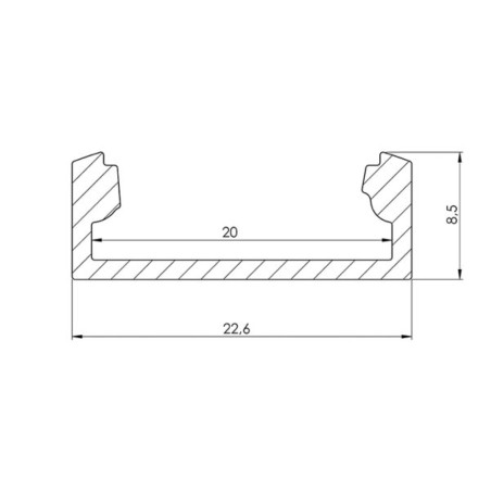 SLIMLINE WIDE - 8 mm - PROFILÉ EN ALUMINIUM POUR RUBAN LED - ALUMINIUM ANODISÉ - ARGENT - 2 m