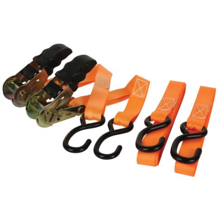 SANGLE D'ARRIMAGE AVEC TENDEUR À CLIQUET 500 kg - 25 mm x 5 m - 2 pcs 