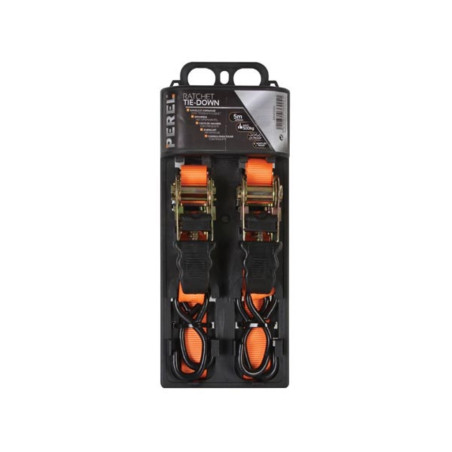SANGLE D'ARRIMAGE AVEC TENDEUR À CLIQUET 500 kg - 25 mm x 5 m - 2 pcs
