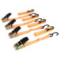 SANGLE D'ARRIMAGE AVEC TENDEUR À CLIQUET 500 kg - 25 mm x 5 m - 4 pcs