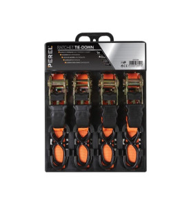 SANGLE D'ARRIMAGE AVEC TENDEUR À CLIQUET 500 kg - 25 mm x 5 m - 4 pcs 