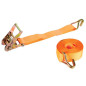 SANGLE D'ARRIMAGE AVEC TENDEUR À CLIQUET + CROCHETS - MAX. 2000 kg - 9 m x 50 mm