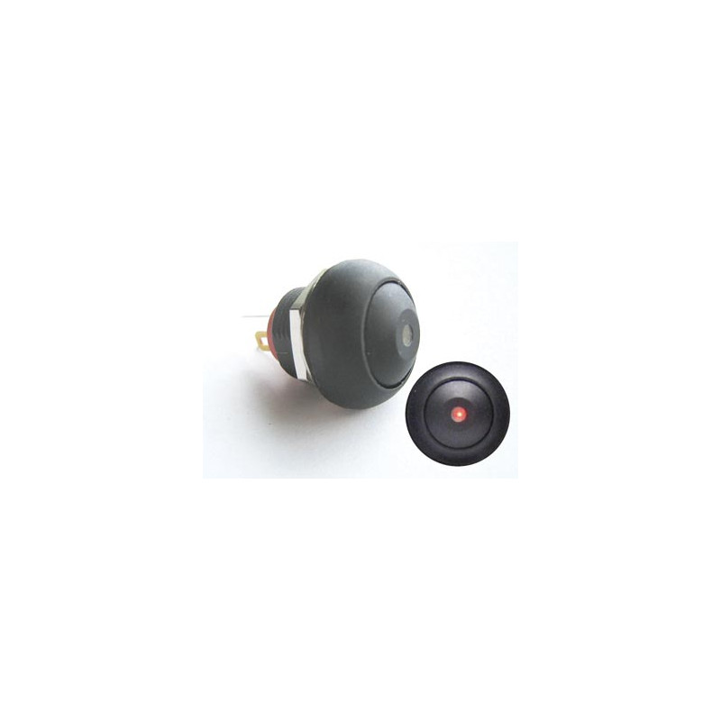 BOUTON-POUSSOIR MINIATURE UNIPOLAIRE À LED ROUGE OFF-(ON)