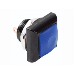 POUSSOIR MÉTALLIQUE CARRÉ AVEC CAPUCHON BLEU - 1P SPST OFF-(ON) - Vell