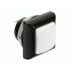 POUSSOIR MÉTALLIQUE CARRÉ AVEC CAPUCHON BLANC - 1P SPST OFF-(ON) - Vel