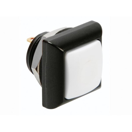 POUSSOIR MÉTALLIQUE CARRÉ AVEC CAPUCHON BLANC - 1P SPST OFF-(ON) - Vel