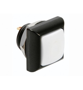 POUSSOIR MÉTALLIQUE CARRÉ AVEC CAPUCHON BLANC - 1P SPST OFF-(ON) - Vel