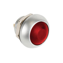 POUSSOIR MÉTALLIQUE ROND AVEC CAPUCHON ROUGE - 1P SPST OFF-(ON) - Vell