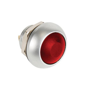 POUSSOIR MÉTALLIQUE ROND AVEC CAPUCHON ROUGE - 1P SPST OFF-(ON) - Vell