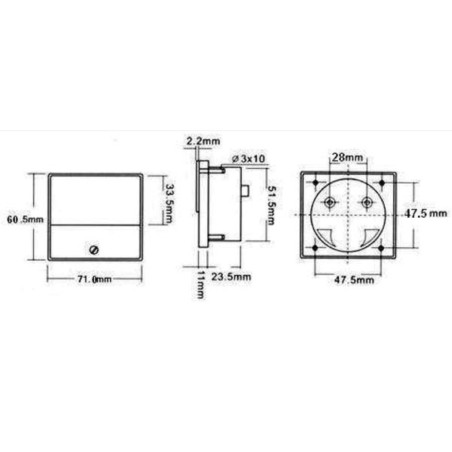 Voltmètre analogue de tableau 50V CC / 70 x 60mm - Velleman