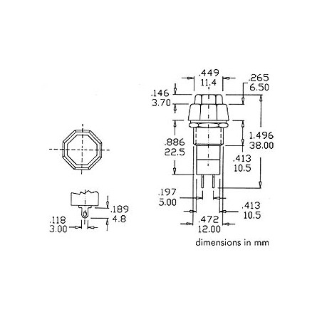R18-24A  BOUTON-POUSSOIR OFF-ON ROUGE 3A/125V