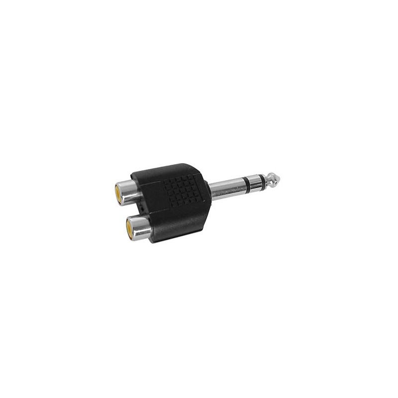 DOUBLE RCA FEMELLE VERS JACK MALE 6.35mm STEREO