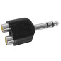 DOUBLE RCA FEMELLE VERS JACK MALE 6.35mm STEREO