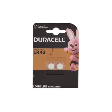 DURACELL - PILE BOUTON ALCALINE 1.5 V LR43 - 2 pcs