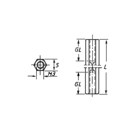 ENTRETOISE METALLIQUE FEMELLE - FEMELLE 12mm M3