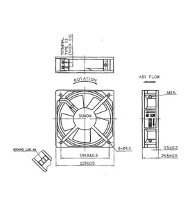 VENTILATEUR SUNON 230VCA ROULEMENT A AIGUILLES 120 x 120 x 25mm - Vell