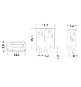 USB A FEMELLE, SIMPLE CONNECTEUR 180°, POUR CI - Velleman