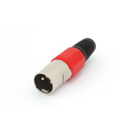 FICHE XLR MALE NICKELEE 3 BROCHES - ROUGE - Velleman