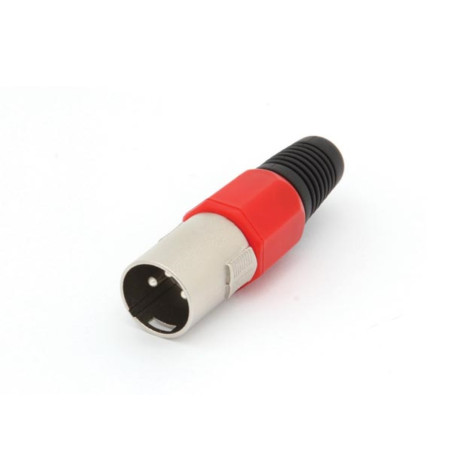 FICHE XLR MALE NICKELEE 3 BROCHES - ROUGE - Velleman