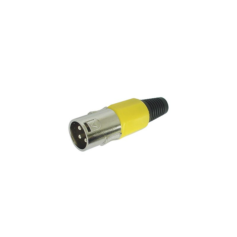 FICHE XLR MALE NICKELEE 3 BROCHES - JAUNE