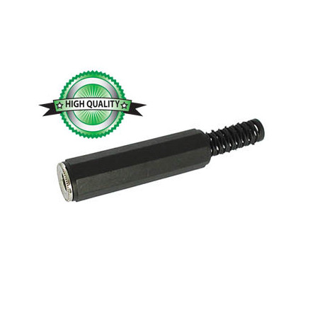 JACK FEMELLE 6.35mm STEREO NICKELE NOIR AVEC CAPOT EN CAOUTCHOUC - Vel