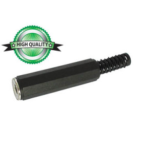 JACK FEMELLE 6.35mm STEREO NICKELE NOIR AVEC CAPOT EN CAOUTCHOUC - Vel