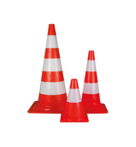 Cône de signalisation rouge/blanc - 30 cm - PRL