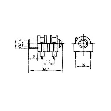 JACK FEMELLE 6.35 mm - A COUPE-CIRCUIT - MONO