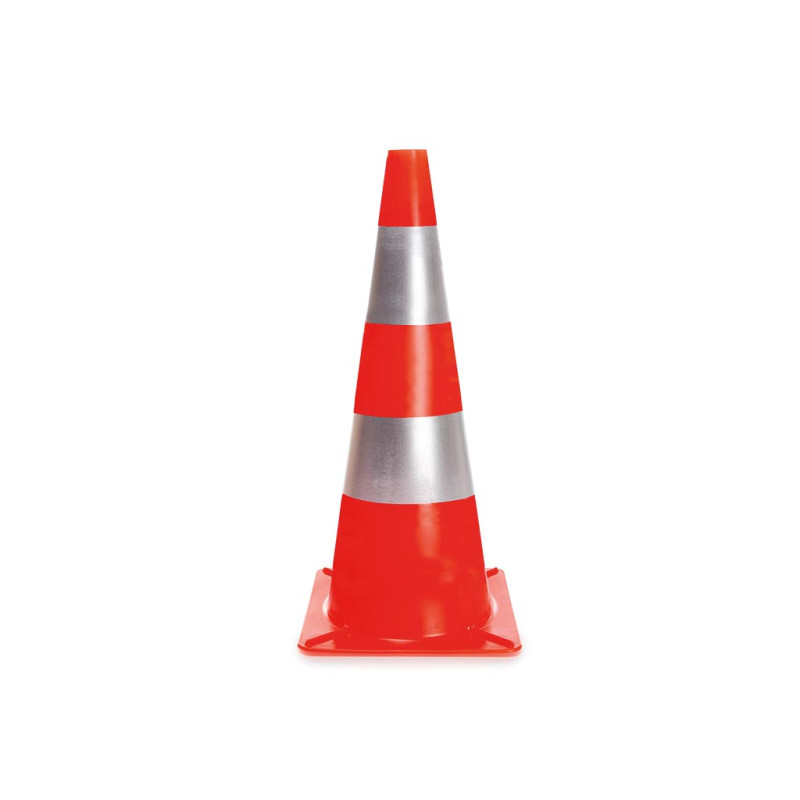 Cône réfléchissant rouge/argent - 50 cm Cône réfléchissant rouge/argent - 50 cm