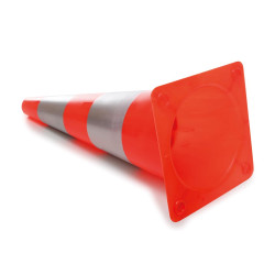 Cône réfléchissant rouge/argent - 50 cm