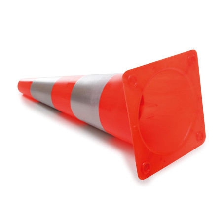 Cône réfléchissant rouge/argent - 50 cm