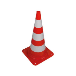 Cône de signalisation rouge/blanc - 75 cm - PRL