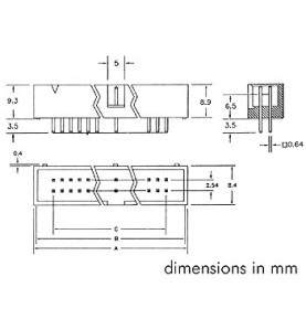 CONNECTEUR HE 2.54mm DROIT - 20 BROCHES - Velleman