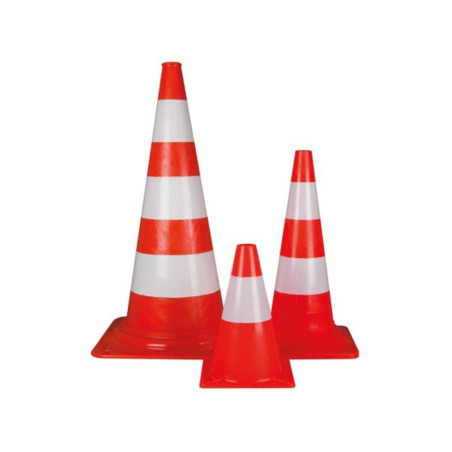Cône de signalisation rouge/blanc - 75 cm