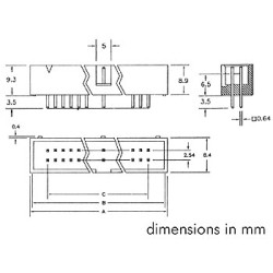 CONNECTEUR HE 2.54mm DROIT - 26 BROCHES
