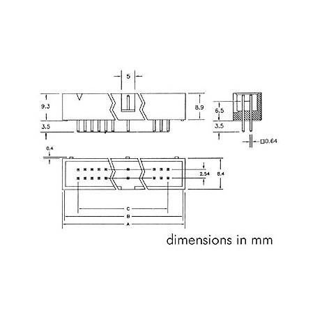 CONNECTEUR HE 2.54mm DROIT - 26 BROCHES