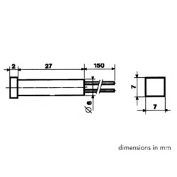 VOYANT CARRE 7 x 7mm 12V CRISTAL