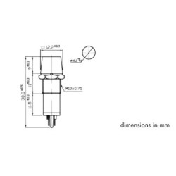 VOYANT CARRE 11.5 x 11.5mm 12V VERT
