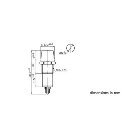 VOYANT CARRE 11.5 x 11.5mm 220V ORANGE