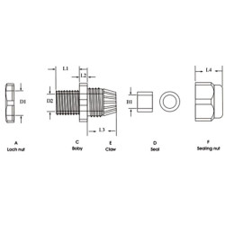 PRESSE-ETOUPE IP68  PG-29 (3.0 - 6.5mm)