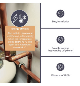 CORDON ANTIGEL AVEC THERMOSTAT - 12 m - PRL