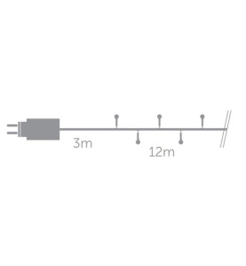 Cherry Light LED - 12 m - 120 lampes rouges - fil vert - 24 V - Vellem