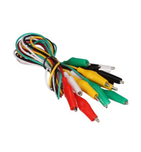 JEU DE 10 CORDONS (50 cm, 5 COULEURS) AVEC PINCES CROCODILES ISOLÉES -