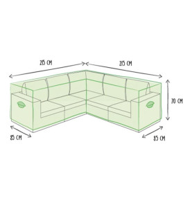 Housse d'extérieur pour salon de jardin en L - 215 cm - PRL