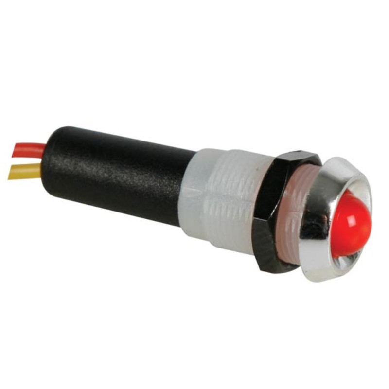 VOYANT LED ROUGE CLIGNOTANT 12V - BOITIER CHROME
