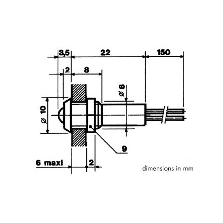 VOYANT LED VERT 12V - BOITIER CHROME